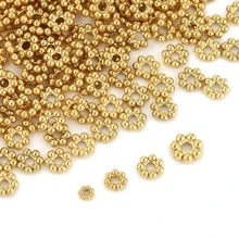 20pcs Stainless Steel 18k Gold Plated Daisy Snowflake Flower Spacer Beads Loose Bead Caps,DIY Jewelry Accessories Bracelet Necklace - Yellow Gold - View 3