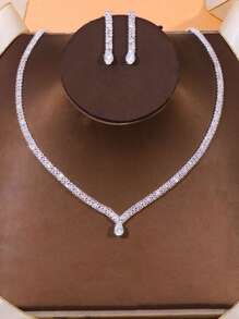 1 Set plata color de moda & simple Joyas nupciales Set , boda Accesorio