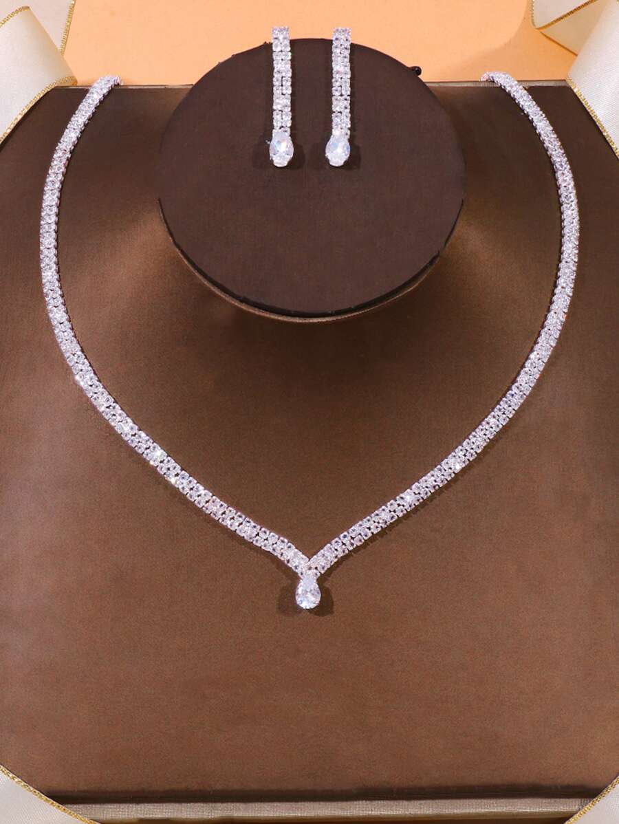 1 Set plata color de moda & simple Joyas nupciales Set , boda Accesorio