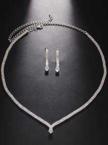 1 Set plata color de moda & simple Joyas nupciales Set , boda Accesorio