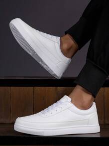 Outdoor Casual Unisex Solid Color Sneakers For Men - White - View 1