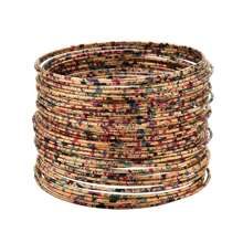 60pcs Multi-color Beaded Bracelets With Gold Plated Accents, Suitable For Women's Daily Wear - Colorful - View 5