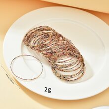 60pcs Multi-color Beaded Bracelets With Gold Plated Accents, Suitable For Women's Daily Wear - Colorful - View 3