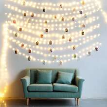 1入組可充電led照片夾式串燈與裝飾衣夾、銅線燈,適用於裝飾、客廳、臥室、派對、聖誕節 - 白色 - 查看 5