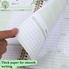 Trees Greencery每週筆記本,未日期日程安排筆記本,螺旋目標筆記本議程和習慣追蹤器,待辦清單,前三名,8.5 * 5.5英寸,100克紙張,52張 - 綠色 - 查看 4