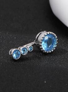 1入組套手術鋼肚臍環肚臍無名穿孔方晶鋯石肚環性感女式腹部穿孔身體首飾 - 淺藍色 - 查看 2