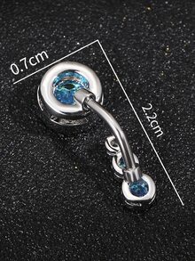 1入組套手術鋼肚臍環肚臍無名穿孔方晶鋯石肚環性感女式腹部穿孔身體首飾 - 淺藍色 - 查看 3