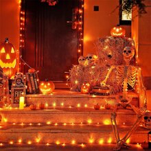 KBO JMEXSUSS 600 LED Orange Lights For Halloween Decor, Orange String Lights Outdoor Waterproof, Plug In Halloween String Christmas Light For Indoor Room Party Tree Yard Fall Decorations - Orange - View 2