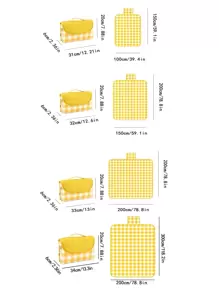 1入組黃色的格紋野餐墊無紡布戶外防潮墊彈簧郊遊,野營,海灘地墊