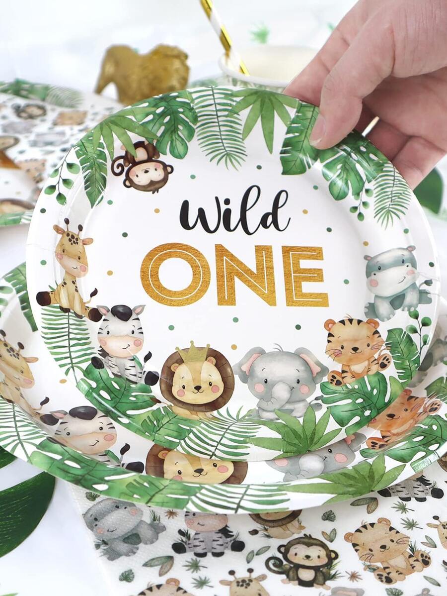 Wild One Birthday Decorations Plates Set Safari Jungle Theme Plates and