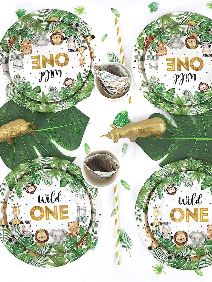 Wild One Birthday Decorations Plates Set Safari Jungle Theme Plates and