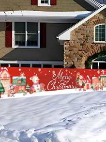 1入組40*200cm聖誕兔子和雪人風格滌綸橫幅,背景布完美裝飾用品的室內聖誕晚會房間牆背景,聖誕晚會裝飾用品用品合適的適用於戶外聖誕柵欄裝飾用品