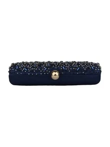 Rhinestone Decor Hard Case Clutch Bag For Women, Perfect For Parties - Royal Blue - View 5