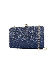 Rhinestone Decor Hard Case Clutch Bag For Women, Perfect For Parties - Royal Blue - View 10