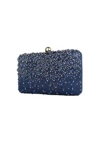 Rhinestone Decor Hard Case Clutch Bag For Women, Perfect For Parties - Royal Blue - View 3