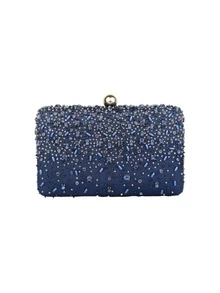 Rhinestone Decor Hard Case Clutch Bag For Women, Perfect For Parties - Royal Blue - View 1