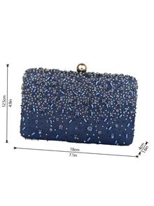 Rhinestone Decor Hard Case Clutch Bag For Women, Perfect For Parties - Royal Blue - View 11