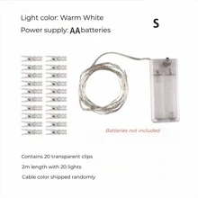 1入組可充電led照片夾式串燈與裝飾衣夾、銅線燈,適用於裝飾、客廳、臥室、派對、聖誕節 - 白色 - 查看 9