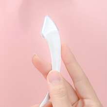 White 2 pcs-Eyebrow Trimming Knife Eyebrow Face Razor For Women Professional Eyebrow Scissors With Comb Brow Trimmer Scraper Accessories - Beige - View 2