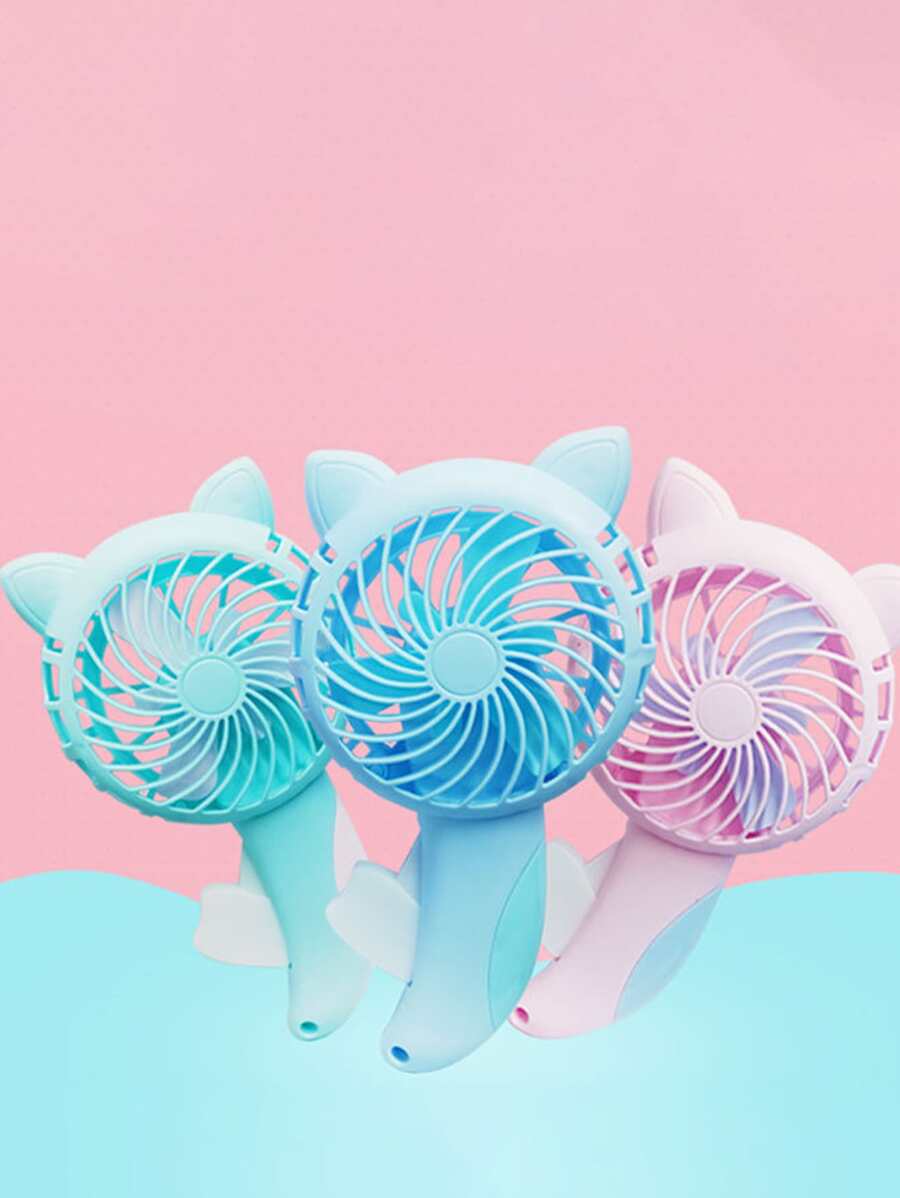1 Pieza Ventilador Mini Portátil En Forma De Gato, Diseñado Para Ser Operado Manualmente Con La Mano - Multicolor - Ver 1