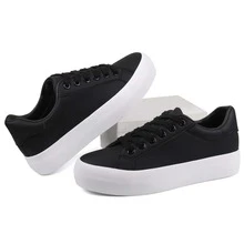 Women Fashion Sneakers Platform Sneakers Lace-Up Floral Print Fashion Walking Shoes - 黑色 - 查看 6