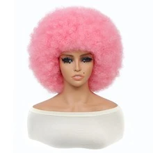 10 Inches Pink Vintage Style Curly Hair Wigs With Big Cap, Soft And Natural, Suitable For Party, Cosplay And Daily Wear - Pink - View 3