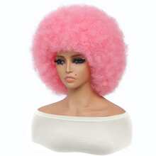 10 Inches Pink Vintage Style Curly Hair Wigs With Big Cap, Soft And Natural, Suitable For Party, Cosplay And Daily Wear - Pink - View 5