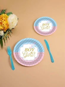 fiesta de revelación de género decoraciones , chico o chica revelación de género con Servilletas con Tazas Pajita de papel suministros para revelación de género Juegos adorno - Multicolor - Ver 6