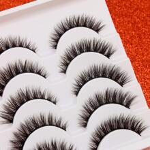 5 Pairs/Pack Natural Fluffy Volume False Eyelashes Dramatic Messy Mink Lashes Wispy Long 8D Volume Fake Eyelash Strips Foxy Eye Lifting Look Eyelash Extension Kit Full Eyelash Strip To Lengthen And Volumize The Outer Corner Of Your Eye Beauty Makeup - màu đen - Xem 3