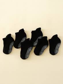 6pairs Children's Thickened Black Glue Anti-slip Floor Socks - Black - View 2