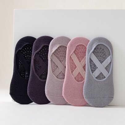 5双混色瑜伽交叉袜，适合健身运动，秋季