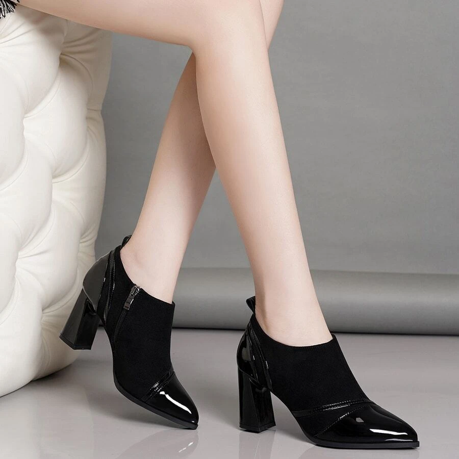 pointed toe chunky heel
