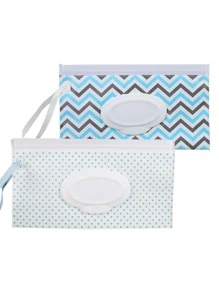 2pcs/1pc Baby Wet Wipes Pouch, Portable Resealable Wet Wipe Dispenser Bag For On-The-Go, Baby Hand & Mouth Tissue Storage Box (Random 2pcs Sent) - Multicolor - View 2