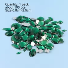 100 pezzi/pacco Strass da cucire in acrilico verde di dimensioni miste per abito DIY, abbigliamento, scarpe, decorazione di borse