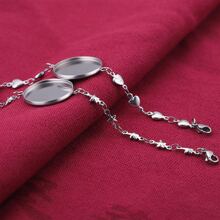 2pcs Stainless Steel Bracelet With Circular Concave Base DIY Jewelry Accessories Bracelet Bracelet Jewelry Production - Silver - View 2