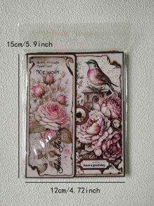 1 gói/30 cái Phong cách Vintage Màu hồng Hoa hồng & Chim Trang trí Làm sổ lưu niệm Giấy - Nhiều màu - Xem 5