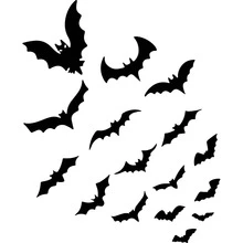 3入組黑色蝙蝠貼紙,適用於節日裝飾、家居裝飾