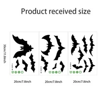 3入組黑色蝙蝠貼紙,適用於節日裝飾、家居裝飾