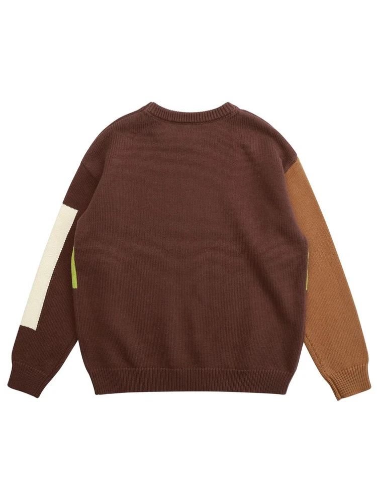 ילד טווין קז'ואל מחולק לצבעים סוודר סוודרים ל סתיו חורף - חום - ראה 5