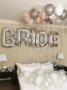 5 Stücke/Set 'Bride' und 'Single Party' Buchstaben-Ballons für Junggesellinnenabschied, Bride Ballons 16 Zoll, Partydekorationen für Single Party, Hochzeitsfeier, Verlobungsparty, Braut Photobooth Hintergrund, geeignet für Brautgeschenk Präsentation, dekorativer Fotohintergrund