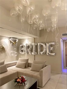 5 Stücke/Set 'Bride' und 'Single Party' Buchstaben-Ballons für Junggesellinnenabschied, Bride Ballons 16 Zoll, Partydekorationen für Single Party, Hochzeitsfeier, Verlobungsparty, Braut Photobooth Hintergrund, geeignet für Brautgeschenk Präsentation, dekorativer Fotohintergrund