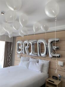 5 Stücke/Set 'Bride' und 'Single Party' Buchstaben-Ballons für Junggesellinnenabschied, Bride Ballons 16 Zoll, Partydekorationen für Single Party, Hochzeitsfeier, Verlobungsparty, Braut Photobooth Hintergrund, geeignet für Brautgeschenk Präsentation, dekorativer Fotohintergrund