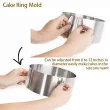 1pc Cake Rings Mousse Mold - Adjustable 6 To12 Inches Stainless Steel Baking Rings Round Cake Molds For Baking Pastry, Cake Decor