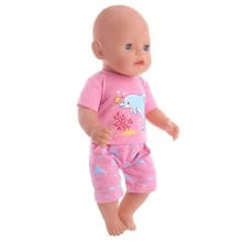 1 Pieza Ropa Azul Con Estampado De Delfín De 18 Pulgadas Para Muñecas Con Tejido Suave Para Estar En Casa (muñeca No Incluida) - Dorado - Ver 7