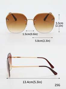 1pc Square Fashion Glasses - Gold - View 5