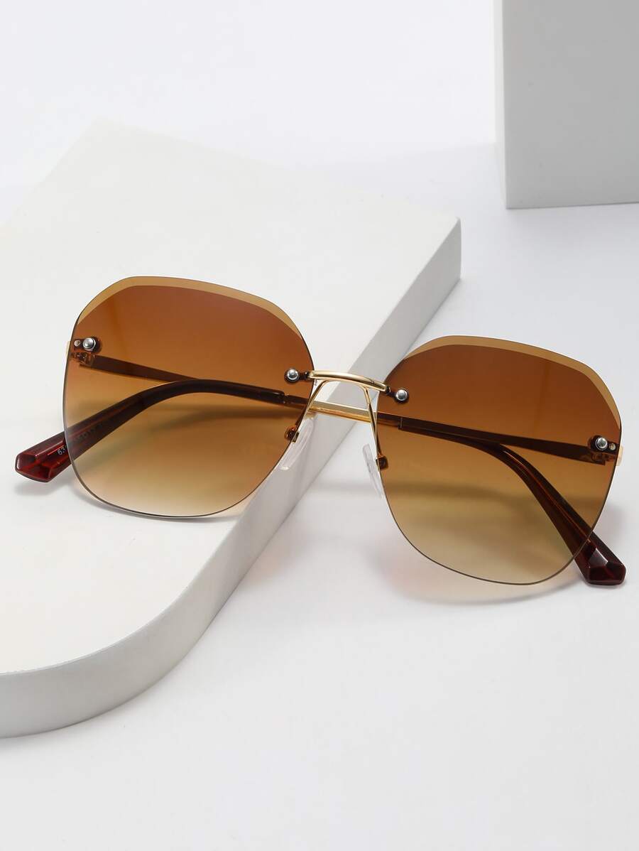 1pc Square Fashion Glasses - Gold - View 1