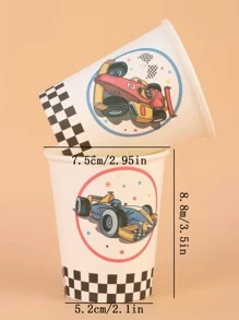 16入組9oz/250ml黑白網格、藍紅賽車圖案一次性紙杯,適用於賽車主題派對、單身派對以及日常使用 - 彩色 - 查看 2