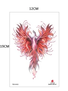 1入組防水暫時性刺青貼紙,鳳凰、火焰和曼陀羅花形狀,適用於女性和女孩