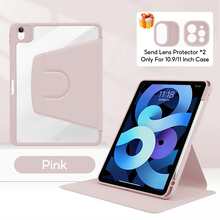 360° 旋转亚克力透明外壳带铅笔槽支架兼容 iPad Air 5 4 10.9 Pro 11 10 9 8 7 代 10.2 英寸 Mini 6 保护套外壳 - 粉色 - 查看 9