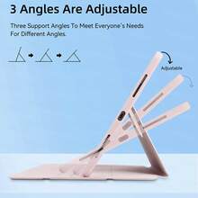 360° 旋转亚克力透明外壳带铅笔槽支架兼容 iPad Air 5 4 10.9 Pro 11 10 9 8 7 代 10.2 英寸 Mini 6 保护套外壳 - 粉色 - 查看 8